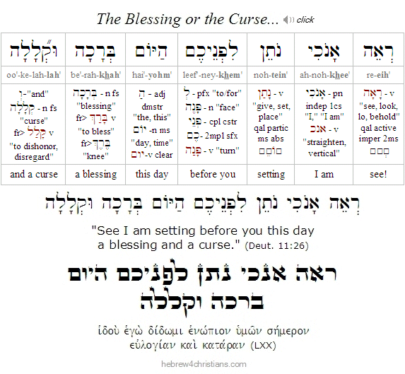 Deut 11:26 Hebrew Analysis