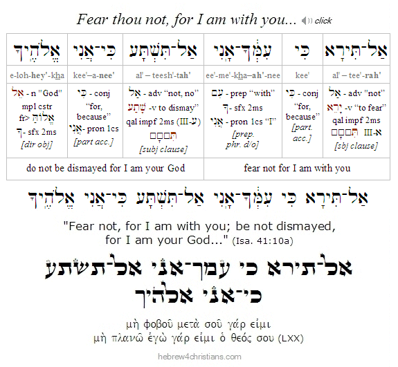 Isaiah 41:10a Hebrew analysis