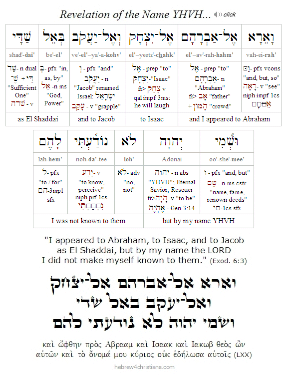 Exodus 6:3 Hebrew Analysis