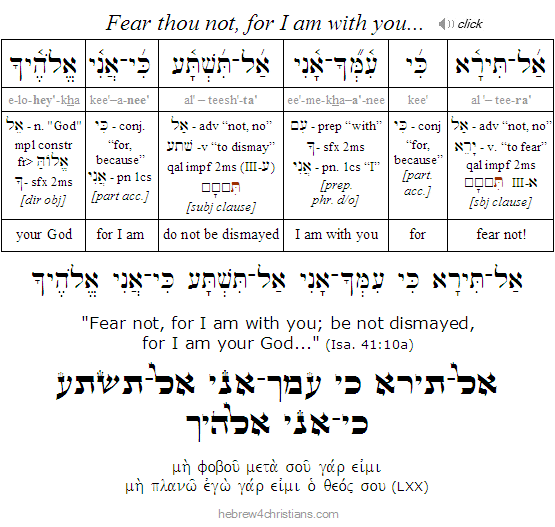 Isaiah 41:10a Hebrew Analysis