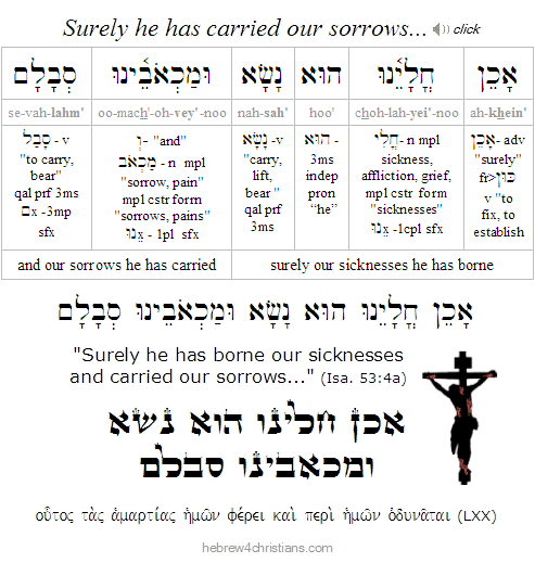 Isaiah 53:4a Hebrew Analysis