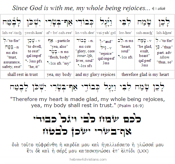 Psalm 16:9 Hebrew Analysis