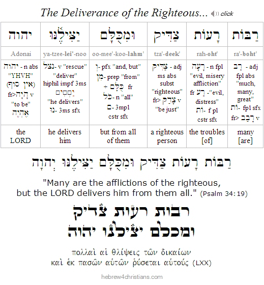 Psalm 34:19 Hebrew text analysis