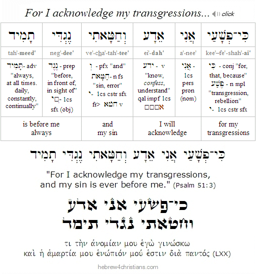 Psalm 51:3 Hebrew Analysis