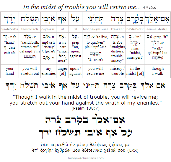 Psalm 138:7 Hebrew analysis