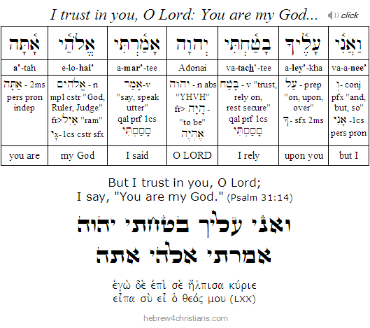 Psalm 31:14 Hebrew for Christians