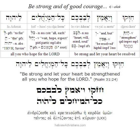 Psalm 31:24 Hebrew for Christians