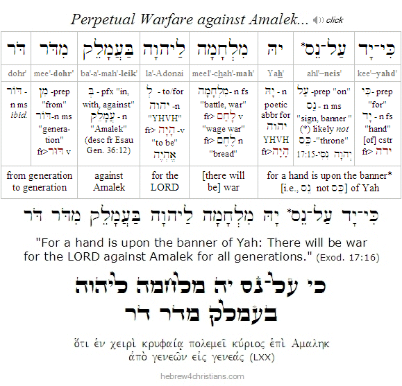 Exodus 17:16 Hebrew analysis with Audio