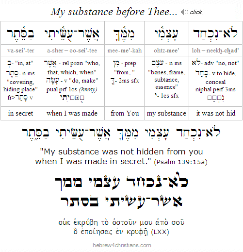 Psalm 139:15a Hebrew analysis