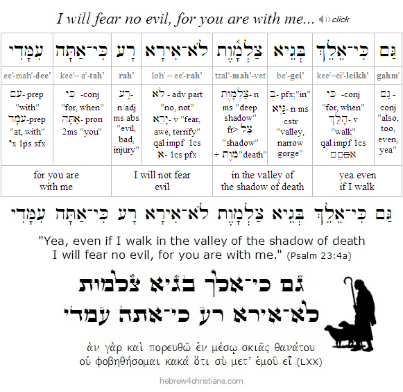 Psalm 23:4 Hebrew analysis