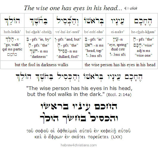 Eccl. 2:14a Hebrew Reading Lesson