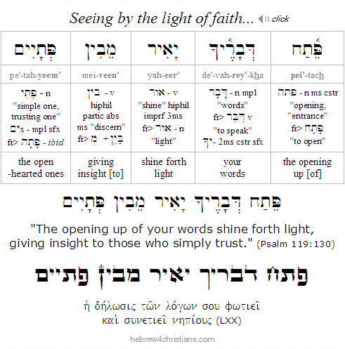 Psalm 119:130 Hebrew Analysis