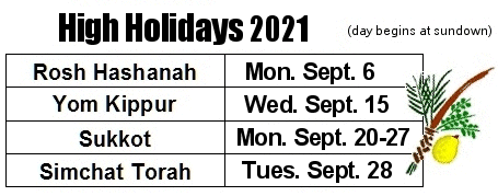 High Holiday Dates for 2020