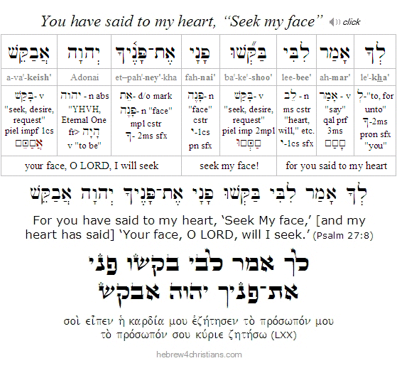 Psalm 27:8  Hebrew Lesson