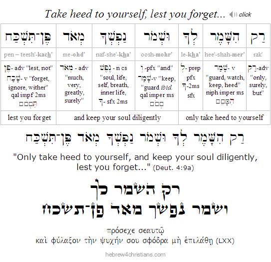 Deut. 4:9a Hebrew Lesson