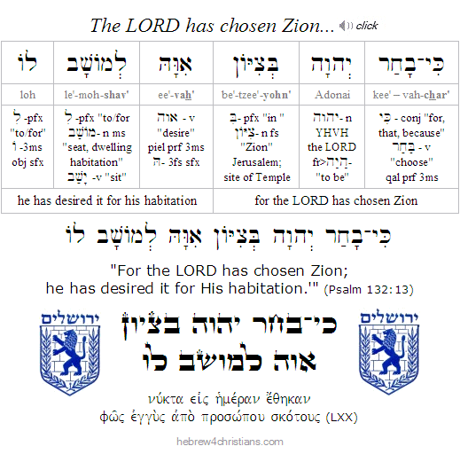 Psalm 132:13  Hebrew lesson