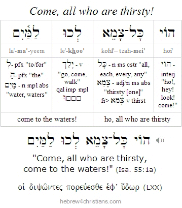 Isaiah 55:1a Hebrew lesson