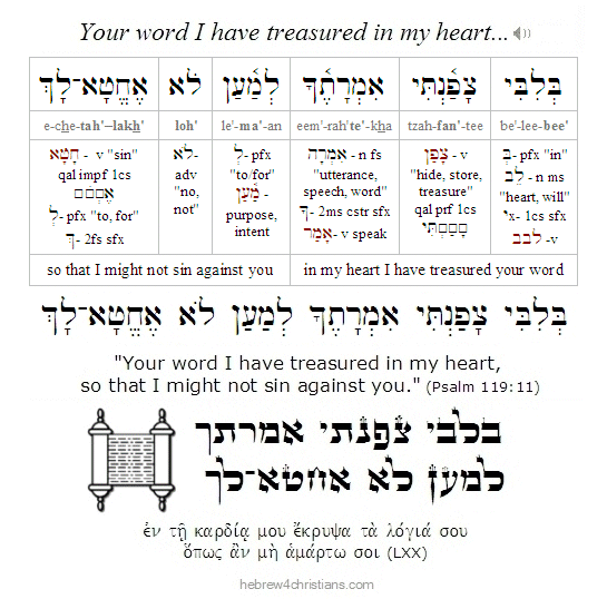 Psalm 119:11 Hebrew analysis