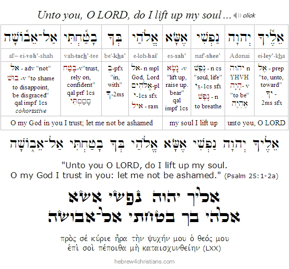 Psalm 25:1-2 Hebrew