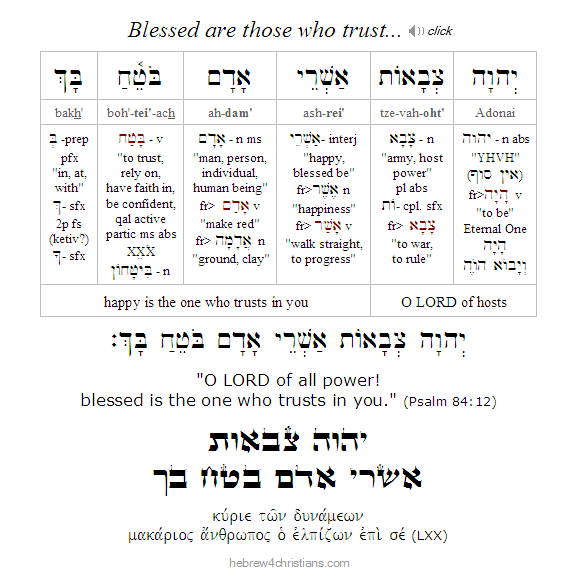 Psalm 84:12 Hebrew Lesson