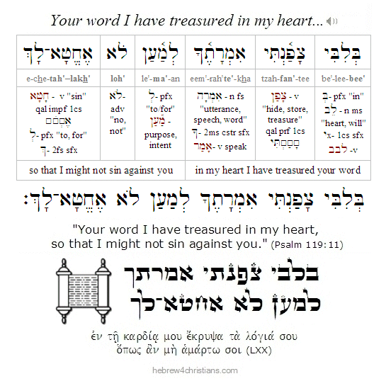 Psalm 119:11 Hebrew analysis