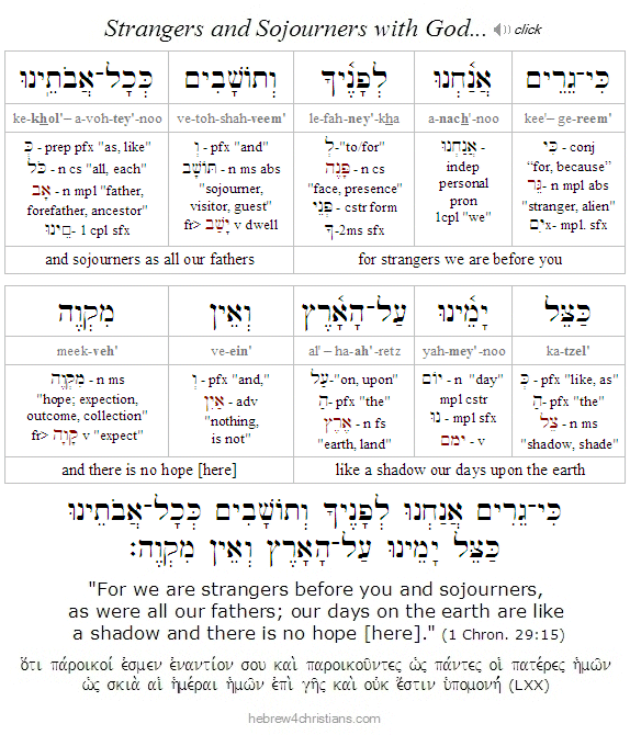 1 Chron. 29:15 Hebrew Lesson