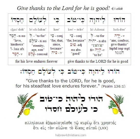 Psalm 136:1 Hebrew Lesson