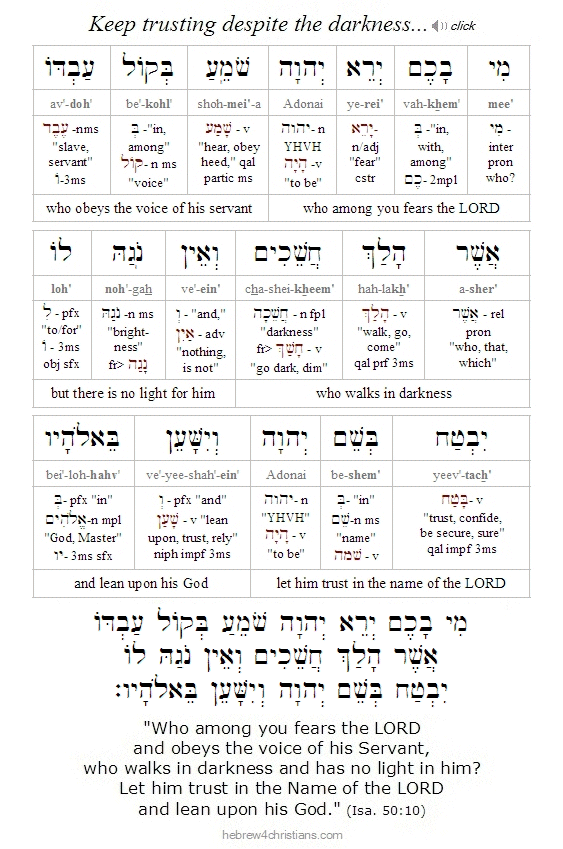 Isaiah 50:10 Hebrew lesson