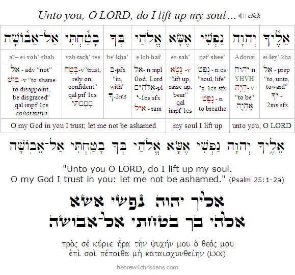 Psalm 25:1-2 Hebrew lesson