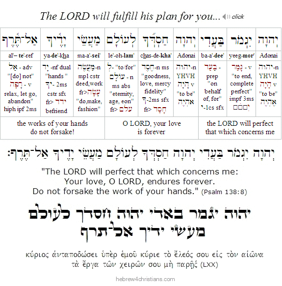 Psalm 138:8 Hebrew lesson