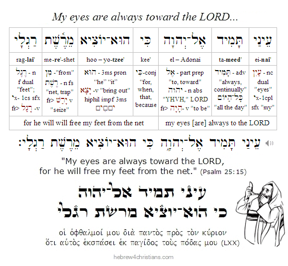 Psalm 25:15 Hebrew lesson