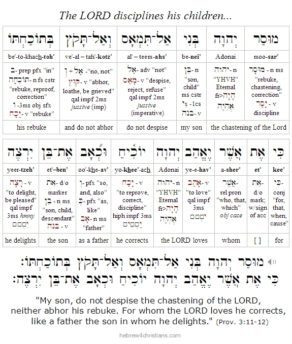 Proverbs 3:11-12 Hebrew