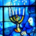 Chagall Menorah - stained glass detail