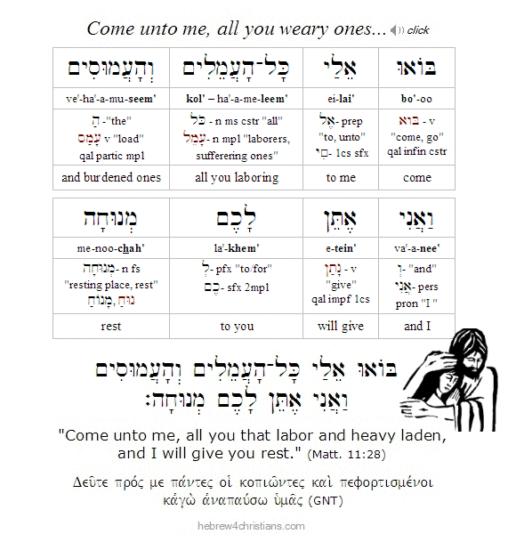Matt. 11:28 Hebrew Lesson
