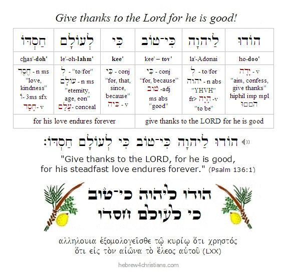 Psalm 136:1 Hebrew Lesson