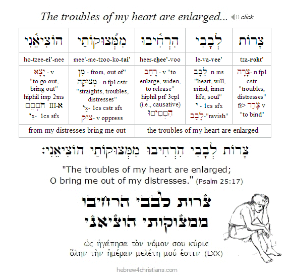 Psalm 25:17  Hebrew Lesson