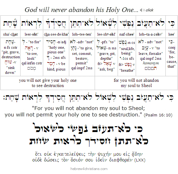 Psalm 16:10 Hebrew lesson
