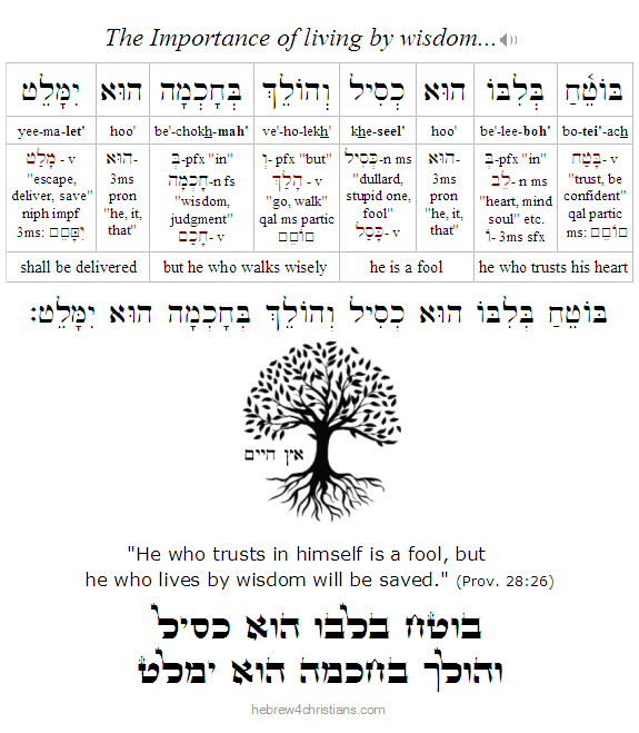 Proverbs 28:26 Hebrew Lesson