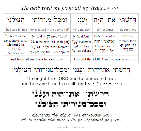 Psalm 34:4 Hebrew lesson
