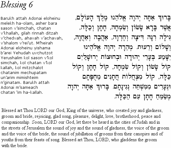 Hebrew Wedding Blessings Sheva Berachot