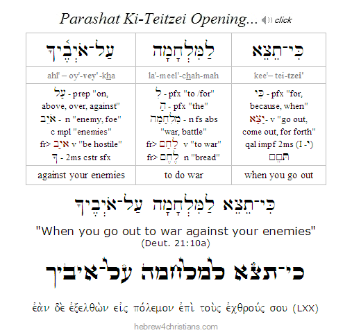 Deut. 21:10a Hebrew analysis