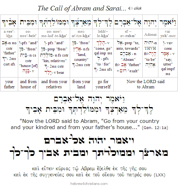 Gen. 12:1a Lekh-Lekha Hebrew analysis